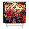 thumbnail image 4 of Halloween Bathroom Four-Piece Set with Shower Curtain,Bathroom Mat,U-Shaped Rug,Toilet Lid Cover,Happy Halloween Shower Curtain Set with 12pcs Hooks Accessories,Halloween Theme Bathroom Decor, 4 of 6
