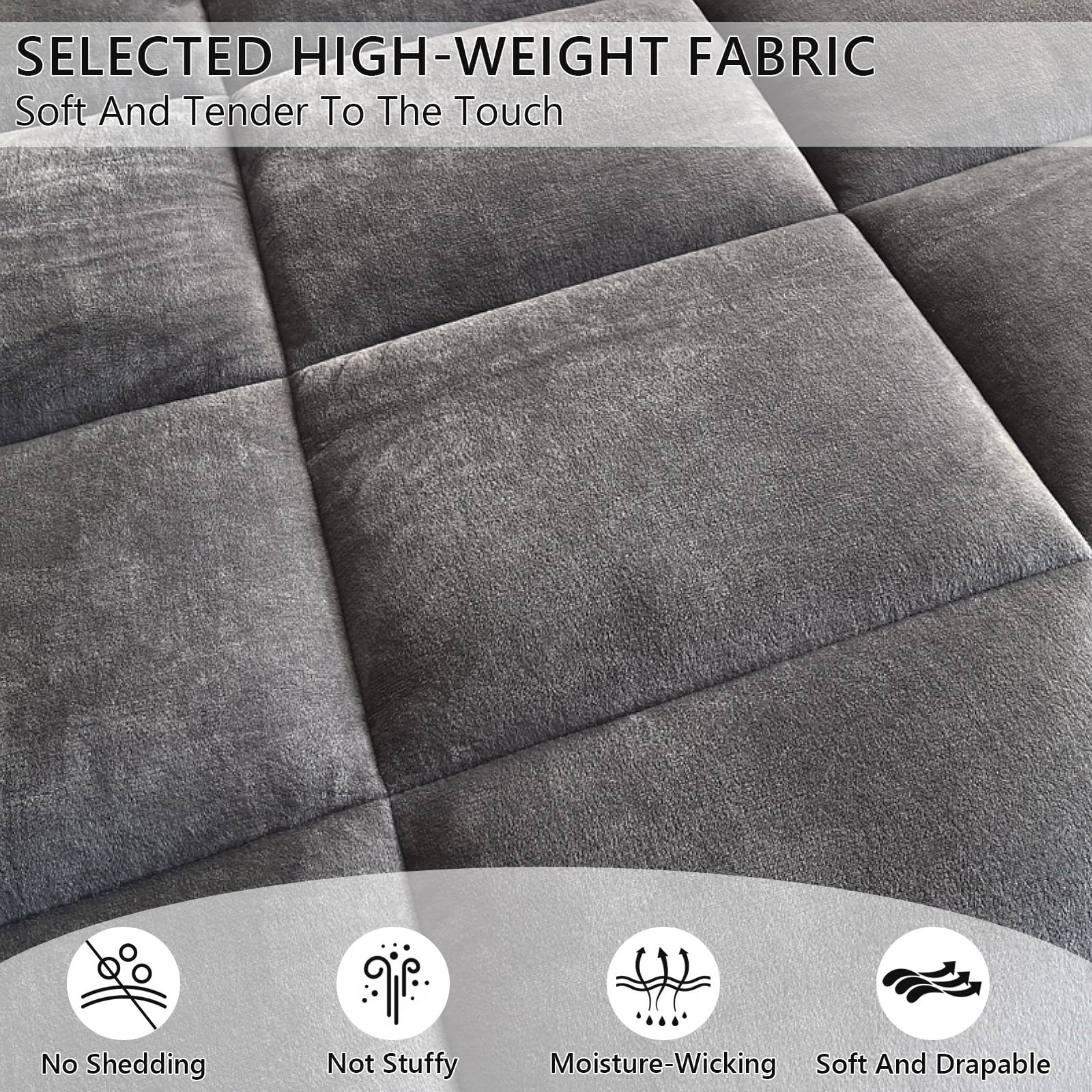 WOOW DEPOT Sherpa Fleece Full Size Comforter Reversible, 1 PCS, Heavy 6lbs Quilted Bedding Warm Cozy Machine Washable, Gray