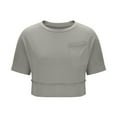 thumbnail image 5 of yillto Womens Crop Shirts Short Sleeve Crew Neck Summer Basic Loose Cropped T Shirts with Pockets, 5 of 7
