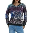 thumbnail image 4 of Women's Glitter Sequin Sweatshirt Long Sleeve Pullover Tops with Ribbed Cuffs, 4 of 5