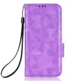 thumbnail image 2 of TECH CIRCLE Case For iPhone 12 Pro Max 6.7 inch,360 Protection Shockproof Embossed Triangle Pattern Design Magnetic Closure PU Leather Flip Holder Wallet Cover with Wrist Strap.Purple, 2 of 8
