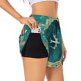 thumbnail image 2 of Bixox Women's Around The Planet pattern 2 in 1 Running Shorts - Lightweight Athletic Workout Gym Yoga Shorts Liner with Pockets - X-Large, 2 of 7