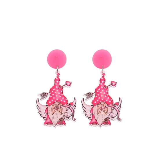 A Acrylic Heart Earrings For Women Valentine‘S Day Gift Cute Dwarf Design With Love Arrow Fashionable Dangle Jewelry