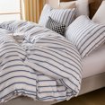 thumbnail image 6 of Brown Striped Duvet Cover Set Queen Size, 100% Natural Cotton Linen Like Duvet Cover Set with Zipper Closure & 8 Corner Ties, Brown Khaki Soft Reversible Bedding for All Seasons, 6 of 12