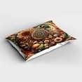thumbnail image 2 of Ambesonne Hippie Pillow Sham, Psychedelic Floral Huddle, 26" X 20", Vermilion Teal Beige, 2 of 2