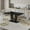 Black Table and 6 Light Gray Chairs Golden Leg, variant on 63" Modern Black Rectangle Faux Marble Dining Table Room Sets for 6,Dining Table with 6 PU Leather Dining Chairs,Black Table and 6 White C-shaped Chairs with Black Leg
