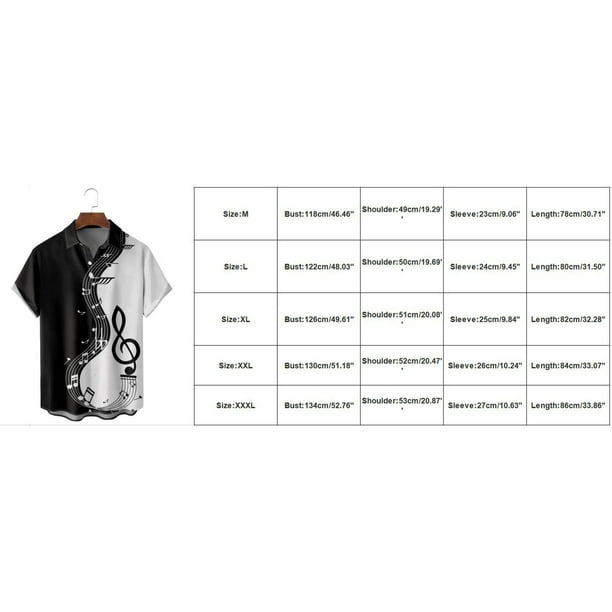 Camisas Para Hombre Talla Extra Camisa informal con estampado de retazos de musica para hombre camisa de manga corta camisa de manga corta con solapa y botones blusa con cuello vuelto Green