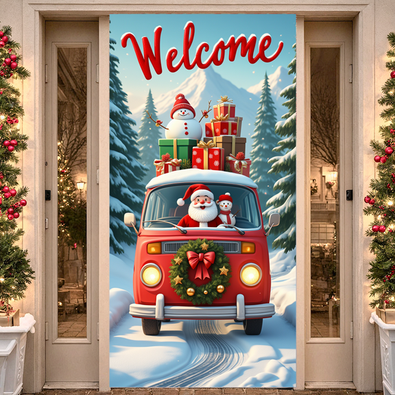 Festive Christmas Decor Holiday Banner Winter Scene for Christmas Party Indoor Events Festive Decorations