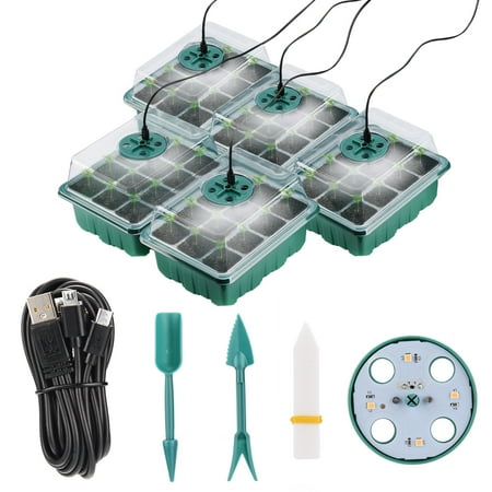 

Planting Box Nursery Pot Seed Starter Kits Storage Case Adjustable Humidity Gardening Tools 5 Sets Of Seedling With Lamp