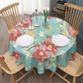 thumbnail image 3 of Round Waterproof Pioneer Pink Peel Tablecloth Reusable Washable Weight Fabric Table Covers for Restaurant,Picnic,Indoor and Outdoor Dining 60 Inch X 60 Inch, 3 of 6