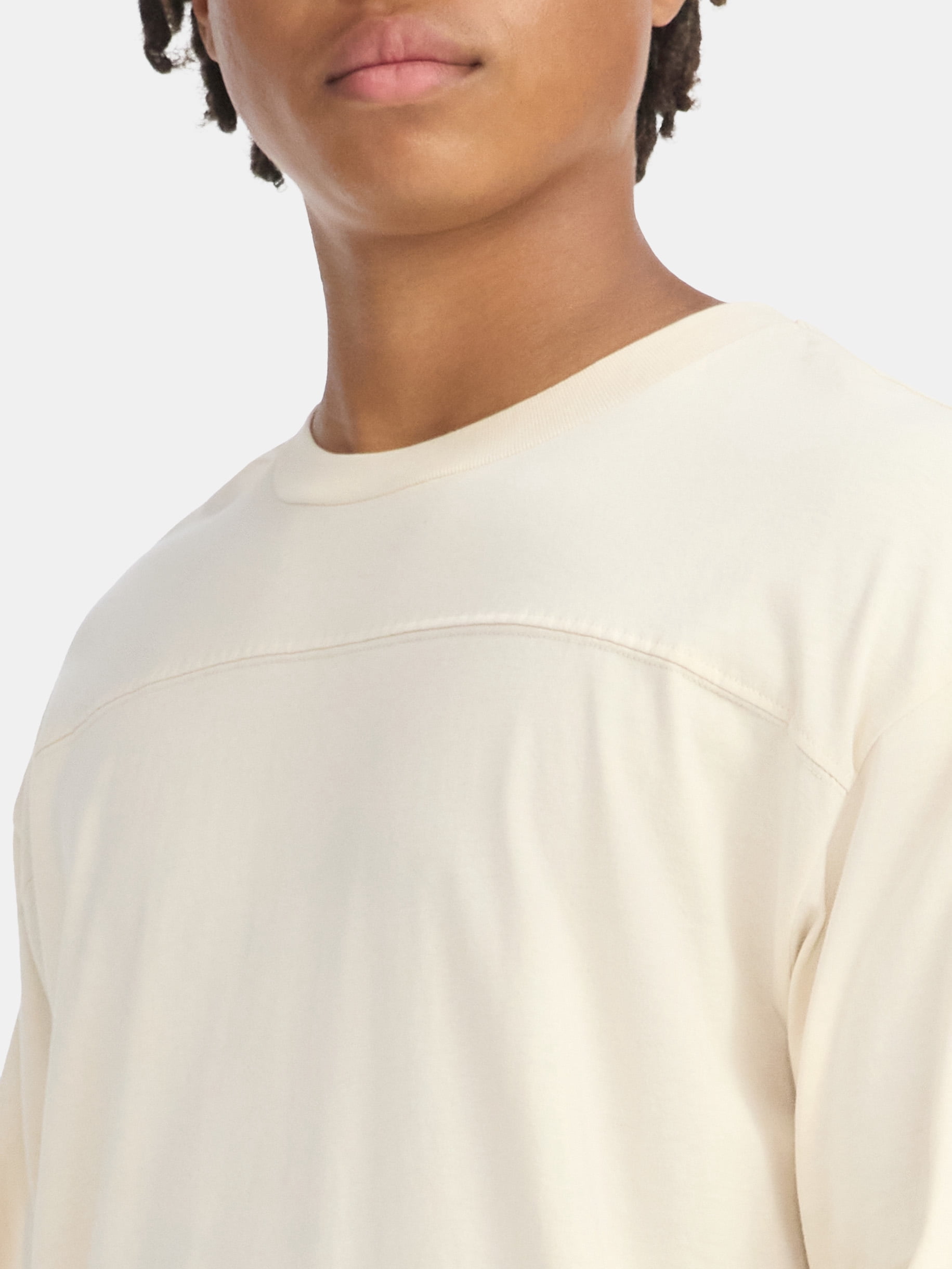 No Boundaries Cotton Washed Tee with Long Sleeves, Men's & Big Men's