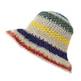 thumbnail image 4 of D-GROEE Women Straw Hat Wide Brim Beach Sun Cap Rainbow Colors Lady Bucket Hat for Travel Decoration Summer Vacation Soft Lightweight and Breathable, 4 of 7