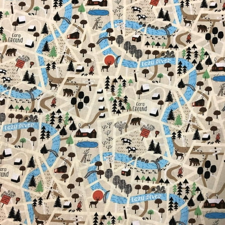 Timeless Treasures Lazy River Map 100% Cotton Fabric sold by the yard