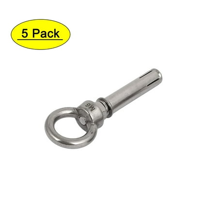 

5pcs M6x60mm 304 Stainless Steel Expansion Screw Closed Hook Anchor Bolt