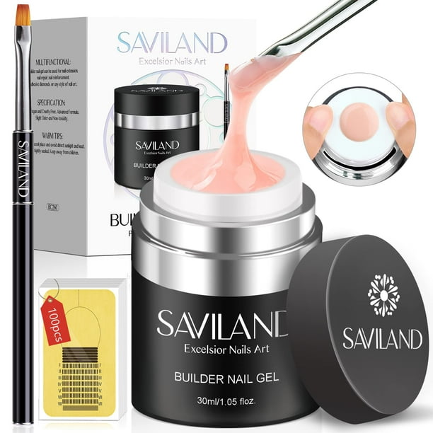Kit de gel para uñas Builder SAVILAND Nudes Pink, 30 ml, con 100 formas