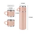 thumbnail image 6 of Pink Insulated Bottle Gift Set: 1 Water Bottle + 2 Cups | 500ml Stainless Steel Vacuum Insulated Thermal Mug | Hot & Cold Drinks | Office & School, 6 of 8