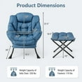 thumbnail image 3 of Resenkos Modern Accent Sofa Chair with Folding Footrest and Side Pocket, Fabric Lazy Chair Large Accent Chair with Steel Frame and Side Pocket for Living Room, Bedroom, Dorm, Navy, 3 of 9