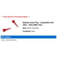 thumbnail image 2 of Radiator Drain Plug - Compatible with 2002 - 2005 BMW 745Li 2003 2004, 2 of 2