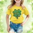 thumbnail image 2 of Shirts for Girls Round Neck Cartoon Print Short Sleeve T-Shirt Kid St. Patrick's Day Preppy Tops Fashion Toddler Baby Boy Clothes Yellow,10-11 Years, 2 of 4