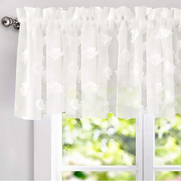 DriftAway Olivia White Voile Chiffon Sheer Window Curtain Valance for