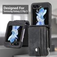 thumbnail image 3 of Shockproof PU Leather+PC Phone Cover Case With Removable Zipper Wallet Card Holder For Samsung Galaxy Z Flip 5, 3 of 4