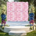 thumbnail image 2 of 6 Pcs 23.6x15.7" Artificial Roses Flowers Wall Panel, Faux Plant Panels Wedding Party Backdrop for Indoor Outdoor Pink, 2 of 8