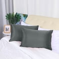 thumbnail image 6 of PiccoCasa 2 Pack Satin Pillowcases with Zipper Queen Size Pillow Cover, 21"x31", Grey, 6 of 7