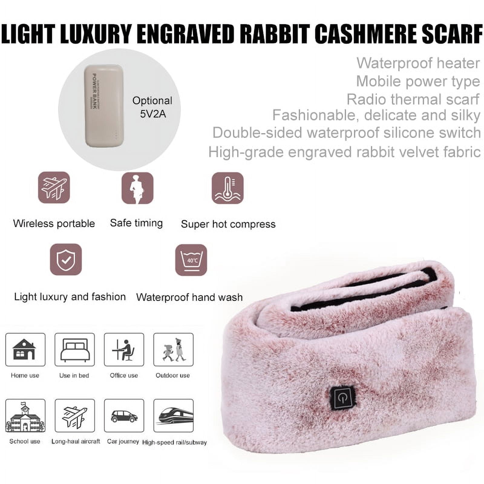 Heated Small Scarf with Neck Heating Pad - Solid Color Electric Rechargeable Heated Neck Shawl for Men/Women as Warming Scarf - Pink