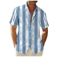 thumbnail image 3 of Wyzesi Button Up Black Shirt Men Men Short Sleeve Fashion Striped Printed Shirt Multicolor Striped Non Positioned Printed Men Shirt Compression Shirt Men Slimming Stomach, 3 of 5