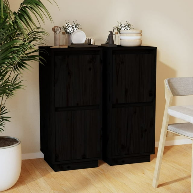 vidaXL Buffets 2 pcs Noir 31.5x34x75 cm Pin Massif
