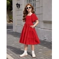 thumbnail image 3 of Vestido Arshiner de poliéster rojo para niñas de 5 a 6 años, 3 of 7