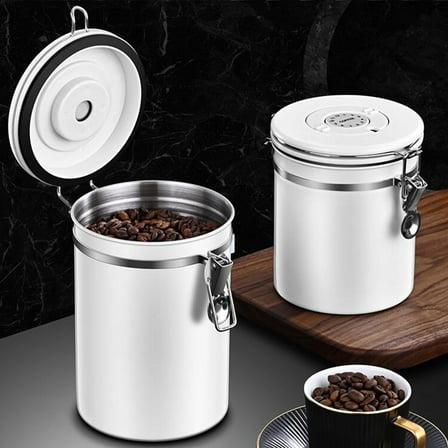 Mobestech Stainless Steel Coffee Bean Canister, White, for Tea and Sugar Storage