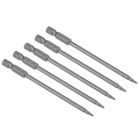 

5pcs 100mm Long 1/4 Hex Shank T6 Torx Screwdriver Bits S2 High Alloy Steel
