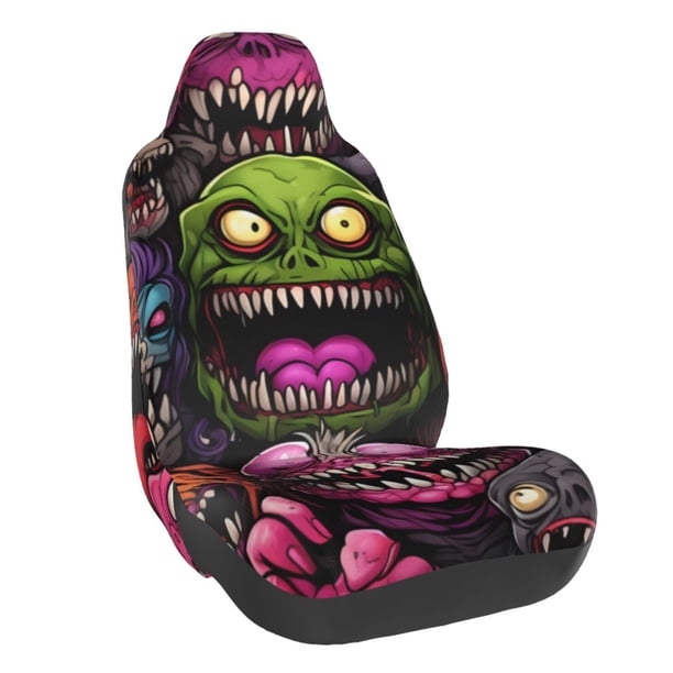 Balery Monstrous Cartoon Characters Funda de Asiento para Auto con Diseño - Cubierta Frontal Suave y Transpirable con Protector Antideslizante- 1 Unidad