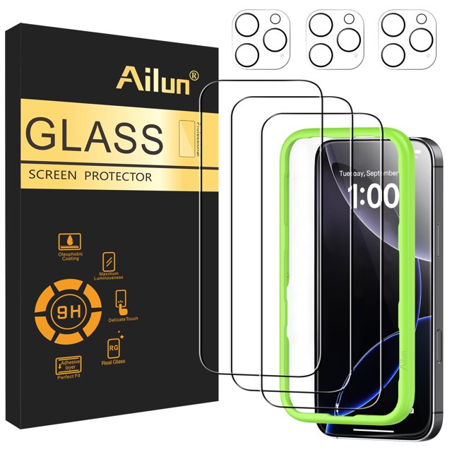 Protector de pantalla Ailun para iPhone 16 Pro 6,3" pack de 3 + 3
