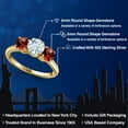 thumbnail image 2 of Gem Stone King 18K Yellow Gold Plated Silver Sky Blue Aquamarine and Red Garnet Engagement Ring for Women | 1.85 Cttw | Round 6MM | Gemstone March Birthstone | Size 7, 2 of 6