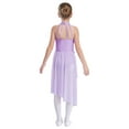 thumbnail image 3 of TSSOE Girls Lyrical Dance Dress Latin Ballet Jazz Leotard Gown Halter Sleeveless Applique Costume Irregular Tutu Skirt Light Purple 10, 3 of 7