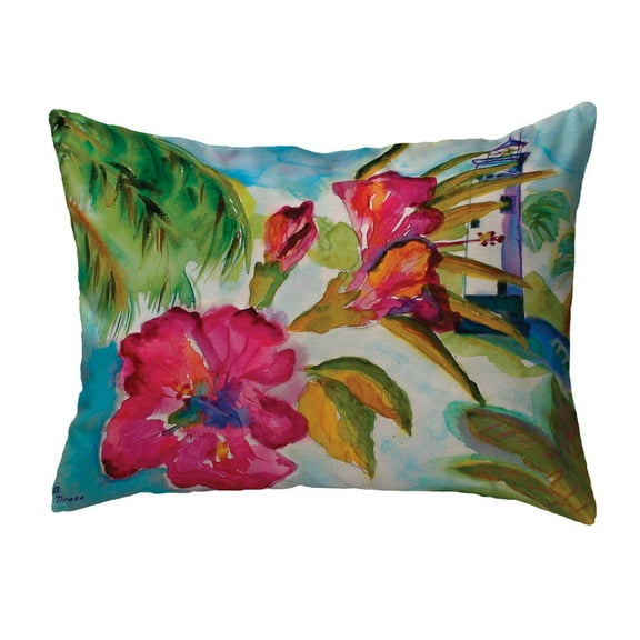 Betsy Drake Interiors Lighthouse and Florals No Cord Pillow 16x20