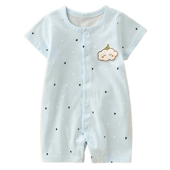 Bovxnpu Baby Girl Bodysuit, Infant Baby Cotton Bodysuits, Child Summer Thin Newborn Printing Round Neck Short Sleeved Pajamas And Creepers 0-3 Months