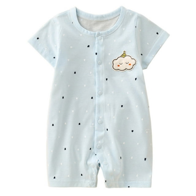 Pyjama d'Été pour Enfants, Pyjama d'Été Mince pour Nouveau-Né avec Imprimé, Col Rond, Manches Courtes, et Grenouillères