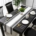 thumbnail image 3 of Black Striped Table Runner 48 Inches Long, Modern White Striped Abstract Art Aesthetics Kitchen Coffee Dining Table Decoration for Home Party Birthday Wedding Home Decor 13x48 Inches, 3 of 8