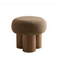 thumbnail image 5 of Mushroom Shape Ottoman, Broadcloth Pleat Mushroom Stool, Lamb Wool Footstool Seat, Barrel PVC Pipe With Walnut Finish, Brown, 5 of 6