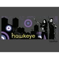 thumbnail image 2 of Junior's Marvel Hawkeye Cityscape Racerback Tank Top Charcoal Large, 2 of 4