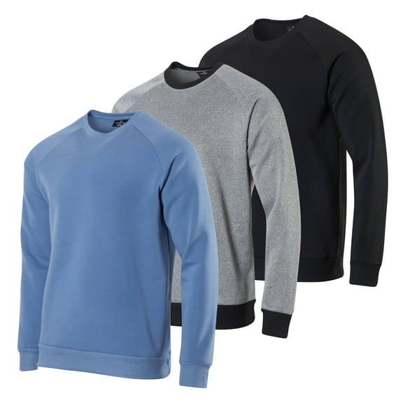 3 Pack: Men's Soft Plush Fleece Crewneck Sweatshirt - Athletic Pullover Sweater (Available In Big & Tall)