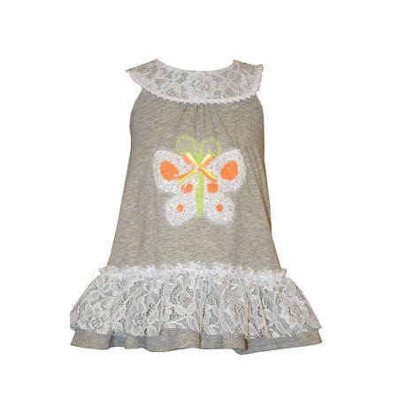 - Bonnie Jean Little Girls Grey Knit Butterfly Sundress 3T