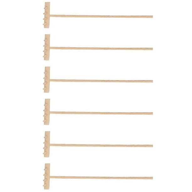 6 Pieces Mini Zen Garden Tools Craft Suite for Decoration Khaki Synthetic Material