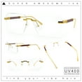thumbnail image 2 of Retro Gangster Rapper Luxury Clear Lens Rimless Rectangle Fashion Eyeglasses Gold Brown, 2 of 8