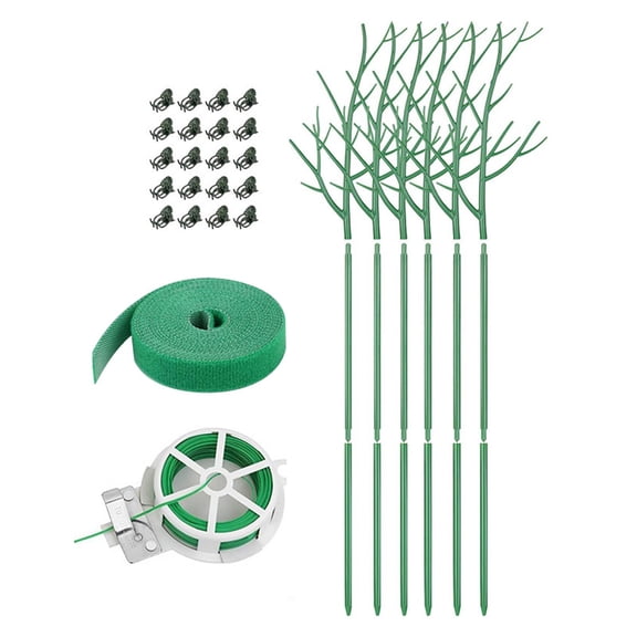 oshhnii 6 Pieces Plant Support Stakes Set for Garden with Twisting Ties and Plant Strap 39.7inch 100cm