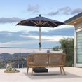 thumbnail image 2 of PURPLE LEAF 6' x 9' Patio Umbrella with Base Market Umbrella Rectangular Outdoor Umbrella with Push Button Tilt & Crank and 8 Ribs Aluminum Table Umbrella for Pool Backyard Beach, Taupe, 2 of 7