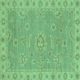 thumbnail image 1 of Ahgly Company Machine Washable Indoor Square Oriental Turquoise Blue Traditional Area Rugs, 7' Square, 1 of 4